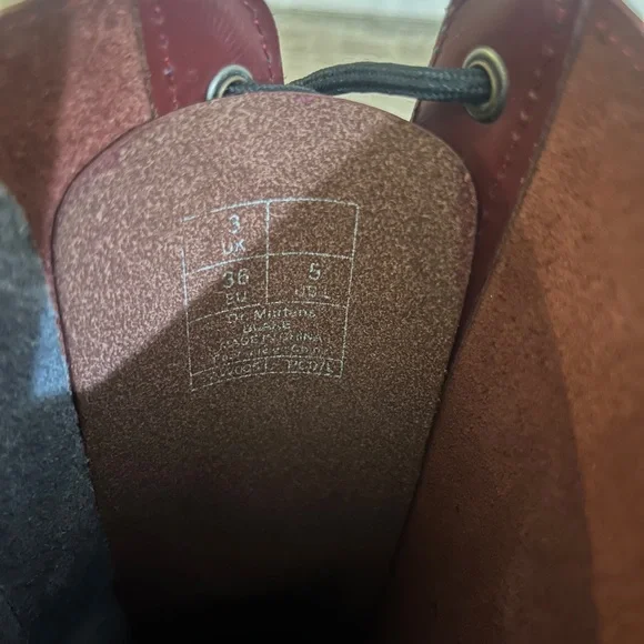 Dr Doc Martens Womens Size 5 Oxblood Red Leather Calf 20 Eyelet Boots - Picture 11 of 12